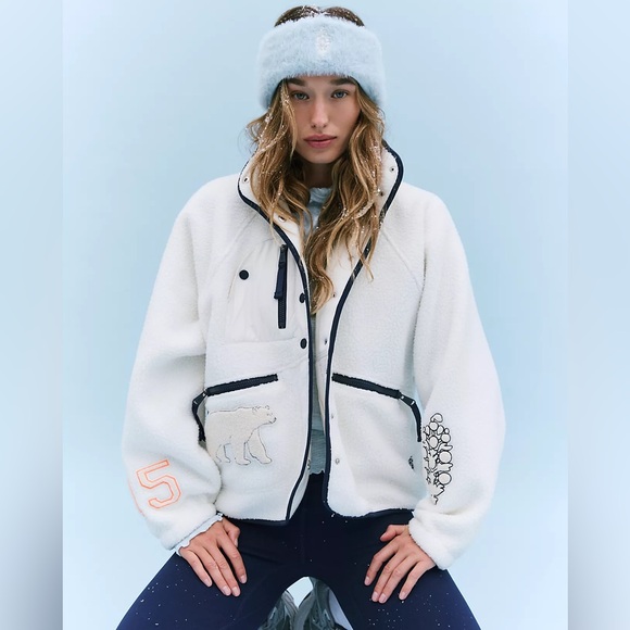 Free People Jackets & Blazers - Free People Hit The Slopes Patch Fleece Jacket